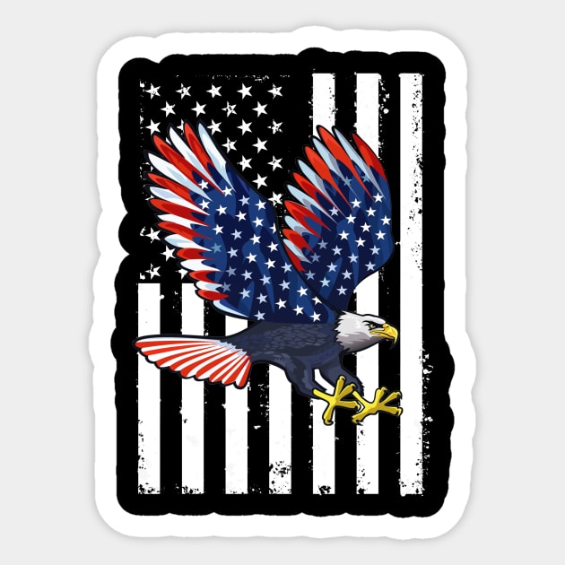 Patriotic Eagle T-Shirt 4th of July USA American Flag Sticker by Kaileymahoney